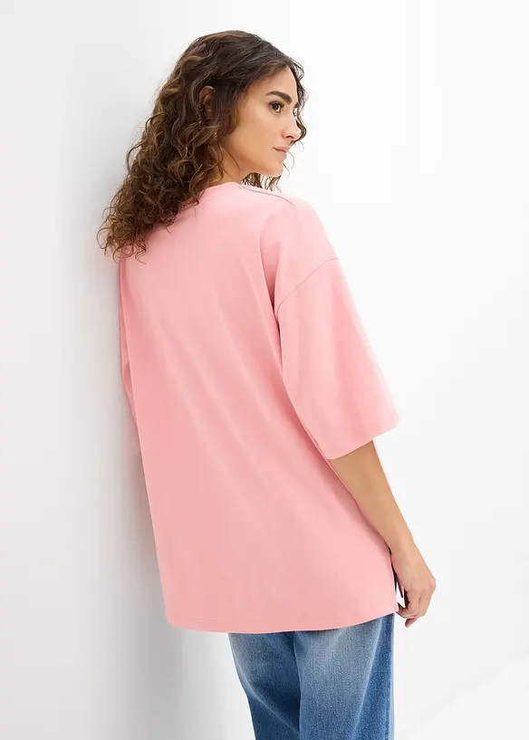 Longshirt aus Interlock in rosa von hinten (im Anschnitt) - bonprix