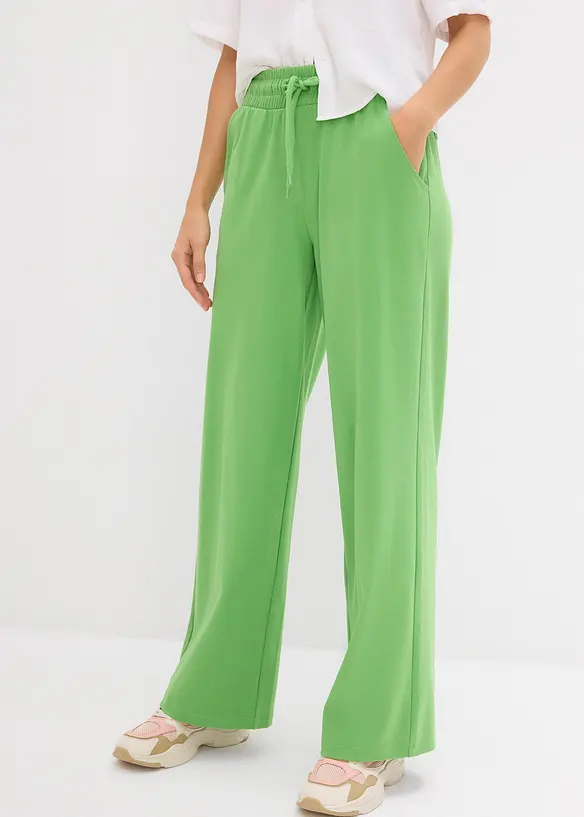 Jersey-Hose aus Interlock in grün von vorne - bonprix Jersey-Hose aus Interlock in grün von vorne - bonprix