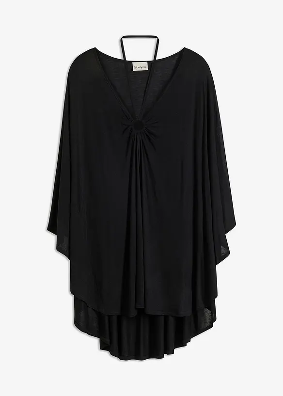 Transparente Strandtunika aus Viskose in schwarz von vorne - bonprix