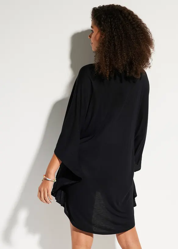 Transparente Strandtunika aus Viskose in schwarz von hinten (Totalaufnahme) - bonprix