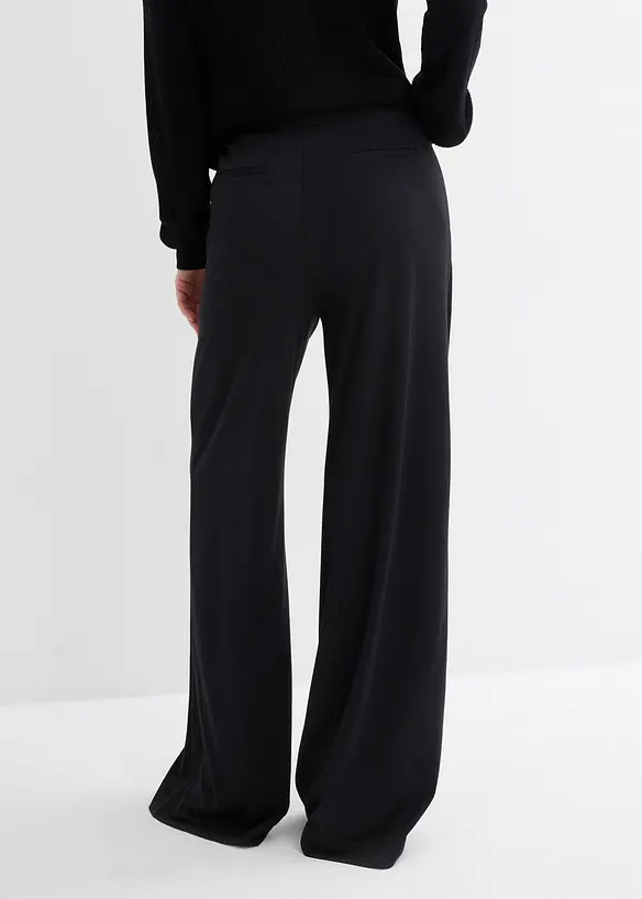 Palazzo-Hose aus bequemen Punto di Roma in schwarz von hinten - bonprix