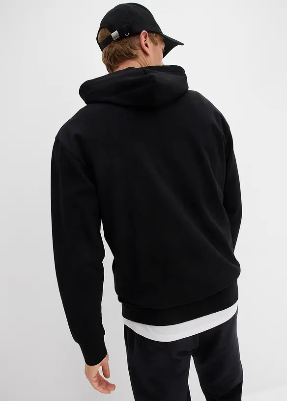 Hoodie aus reiner Bio-Baumwolle in schwarz von hinten (im Anschnitt) - bonprix