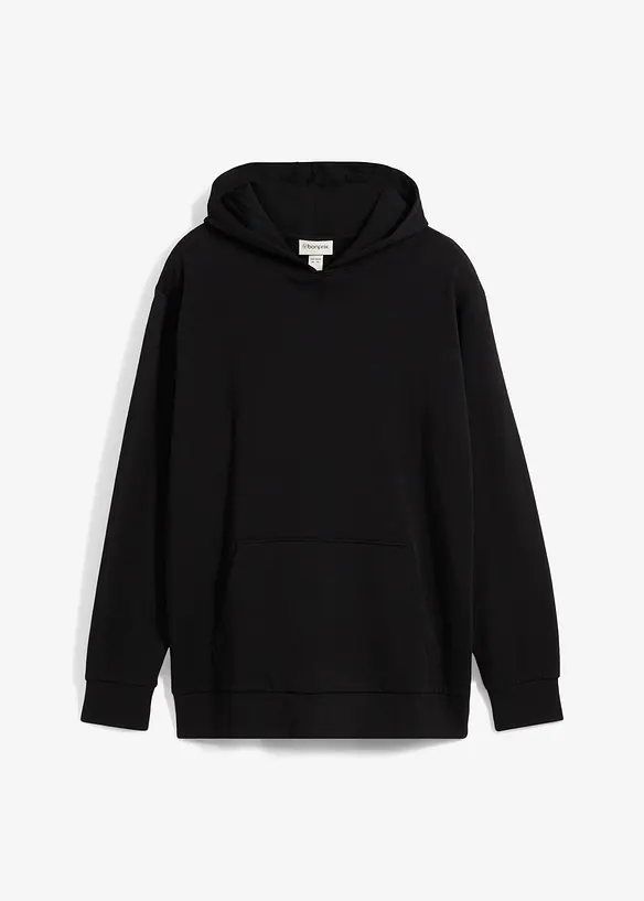 Hoodie aus reiner Bio-Baumwolle in schwarz von vorne - bonprix