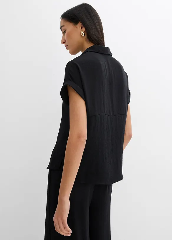 Oversized Bluse aus strukturiertem Crêpe in schwarz von hinten (im Anschnitt) - bonprix Oversized Bluse aus strukturiertem Crêpe in schwarz von hinten (im Anschnitt) - bonprix