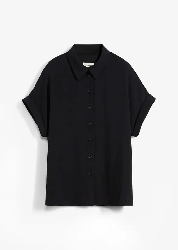 Oversized Bluse aus strukturiertem Crêpe in schwarz von vorne - bonprix Oversized Bluse aus strukturiertem Crêpe in schwarz von vorne - bonprix