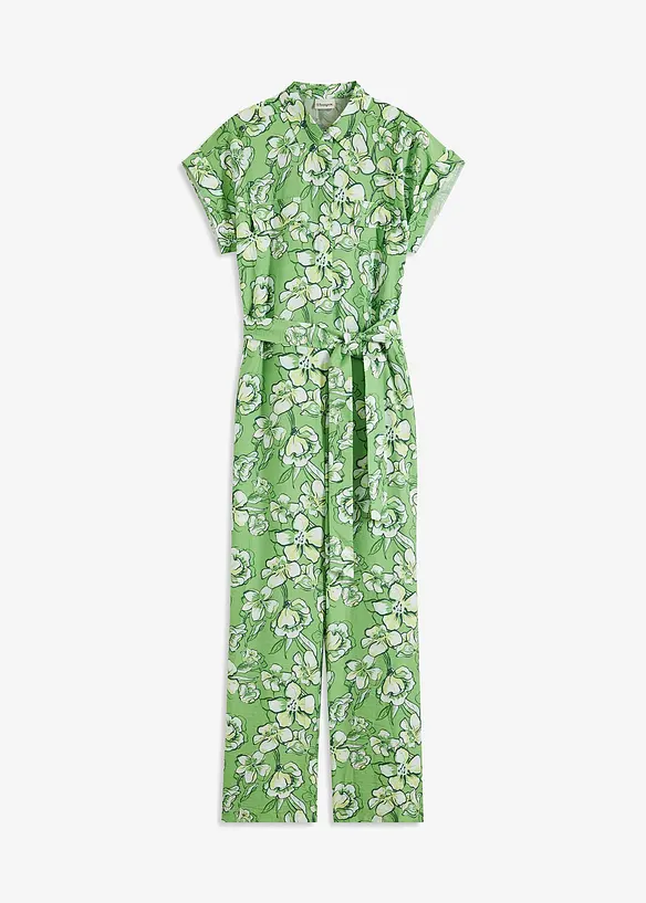 Jumpsuit aus fließendem Viskose-Mix in grün von vorne - bonprix Jumpsuit aus fließendem Viskose-Mix in grün von vorne - bonprix