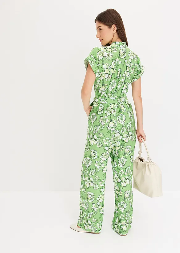 Jumpsuit aus fließendem Viskose-Mix in grün von hinten (Totalaufnahme) - bonprix Jumpsuit aus fließendem Viskose-Mix in grün von hinten (Totalaufnahme) - bonprix