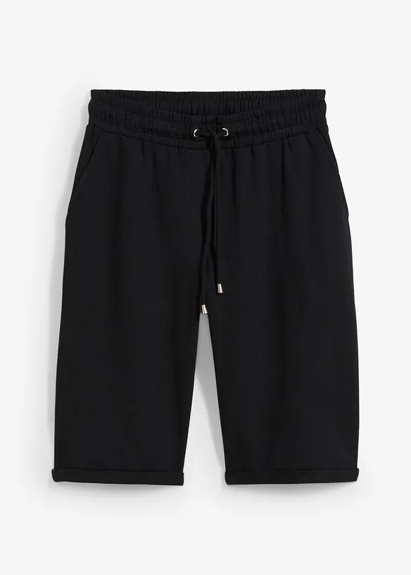 Sweat-Bermuda mit Turn-up in schwarz von vorne - bonprix Sweat-Bermuda mit Turn-up in schwarz von vorne - bonprix
