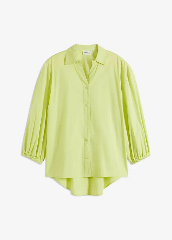 Vokuhila-Bluse aus Baumwoll-Mix in grün von vorne - bonprix