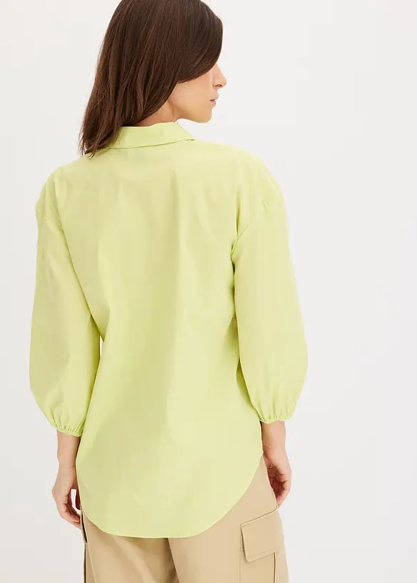 Vokuhila-Bluse aus Baumwoll-Mix in grün von hinten (im Anschnitt) - bonprix