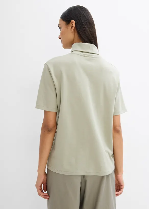 Rollkragenshirt aus reiner Bio-Baumwolle in grün von hinten (im Anschnitt) - bonprix