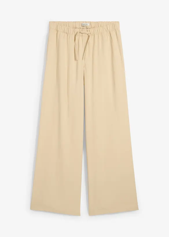Marlenehose aus fließender Viskose in beige von vorne - bonprix Marlenehose aus fließender Viskose in beige von vorne - bonprix