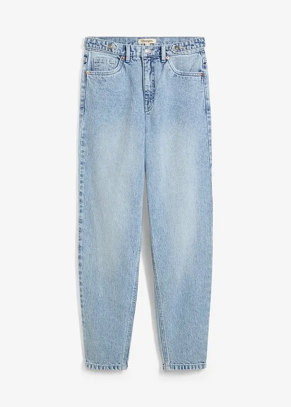 Mom Jeans High Waist, cropped in blau von vorne - bonprix Mom Jeans High Waist, cropped in blau von vorne - bonprix