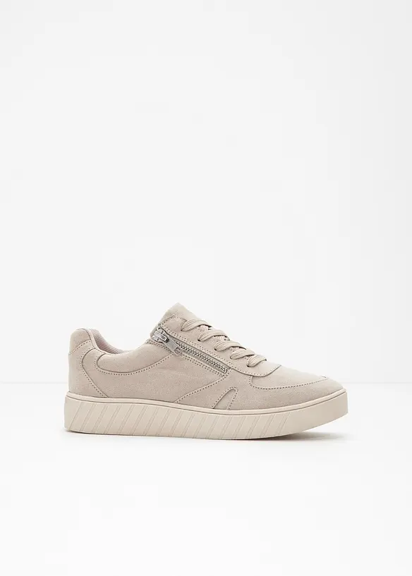 Sneaker mit gepolsterter Innensohle in beige - bonprix
