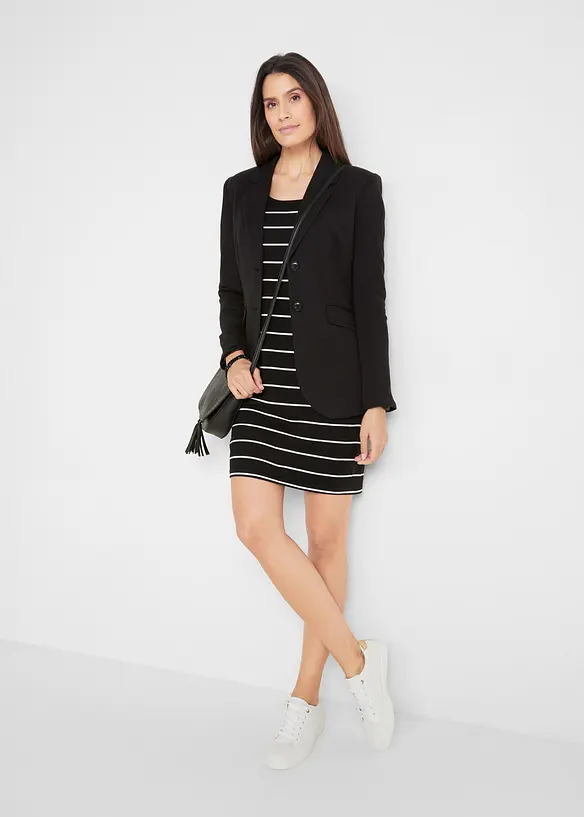 Shirtkleid aus Baumwoll-Stretch in schwarz von vorne (Totalaufnahme) - bonprix Shirtkleid aus Baumwoll-Stretch in schwarz von vorne (Totalaufnahme) - bonprix