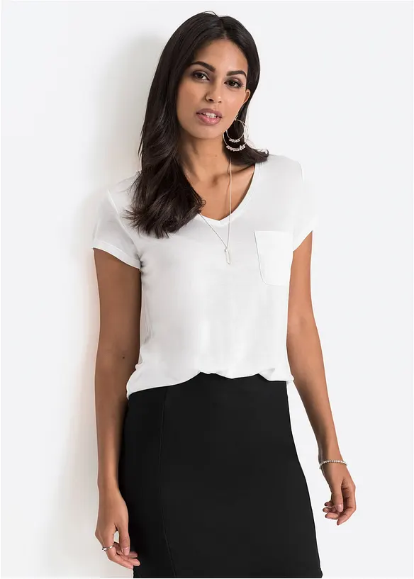 T-Shirt aus softer Viskose in weiß von vorne (im Anschnitt) - bonprix T-Shirt aus softer Viskose in weiß von vorne (im Anschnitt) - bonprix