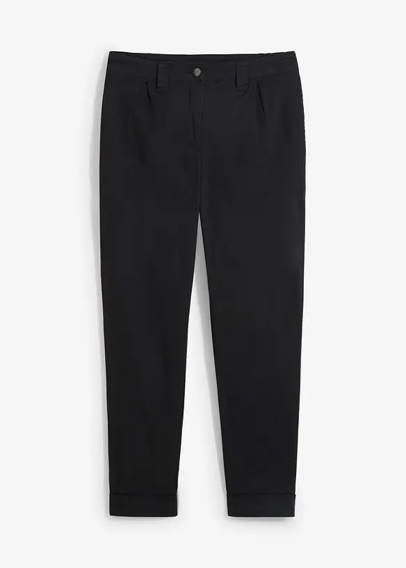 Knöchellange Chinohose aus elastischem Baumwoll-Mix in schwarz von vorne - bonprix Knöchellange Chinohose aus elastischem Baumwoll-Mix in schwarz von vorne - bonprix