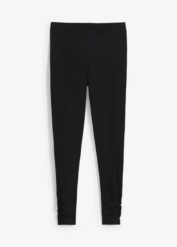 Leggings aus Baumwoll-Mix mit Raffungsdetail in schwarz von vorne - bonprix Leggings aus Baumwoll-Mix mit Raffungsdetail in schwarz von vorne - bonprix