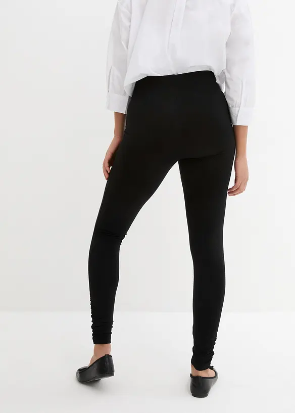 Leggings aus Baumwoll-Mix mit Raffungsdetail in schwarz von hinten - bonprix Leggings aus Baumwoll-Mix mit Raffungsdetail in schwarz von hinten - bonprix