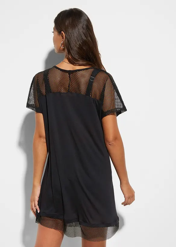 Strand Longshirt aus fließender Viskose in schwarz von hinten (im Anschnitt) - bonprix Strand Longshirt aus fließender Viskose in schwarz von hinten (im Anschnitt) - bonprix