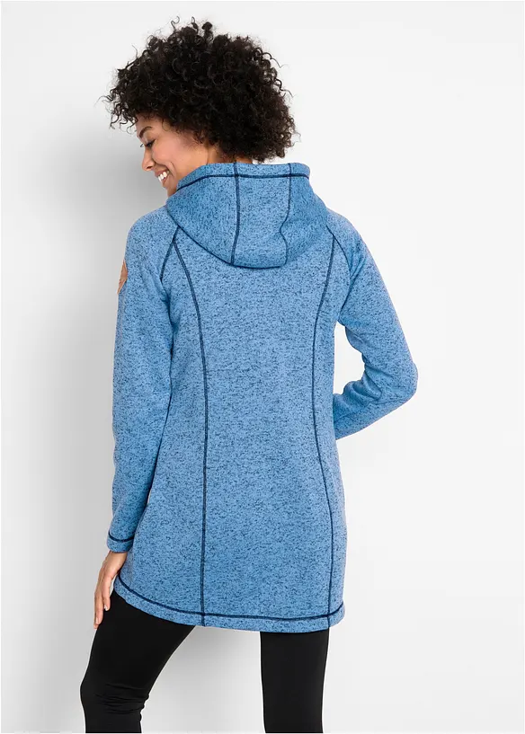 Long-Fleecejacke mit Kapuze in blau von hinten (im Anschnitt) - bonprix Long-Fleecejacke mit Kapuze in blau von hinten (im Anschnitt) - bonprix