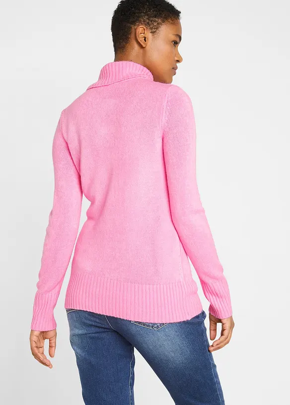 Basic Rollkragenpullover in rosa von hinten (im Anschnitt) - bonprix Basic Rollkragenpullover in rosa von hinten (im Anschnitt) - bonprix