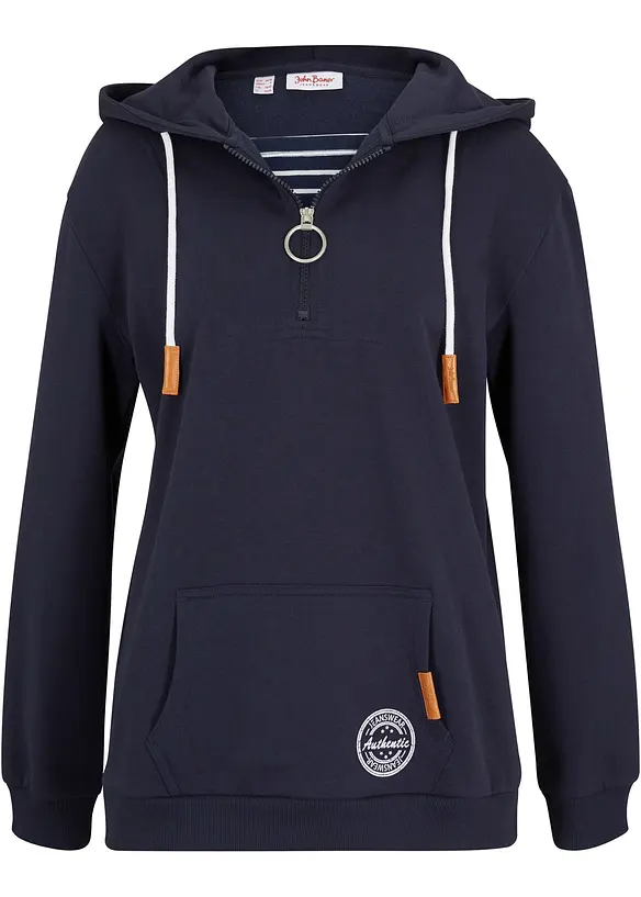 Hoodie aus Baumwoll-Mix in blau von vorne - bonprix Hoodie aus Baumwoll-Mix in blau von vorne - bonprix