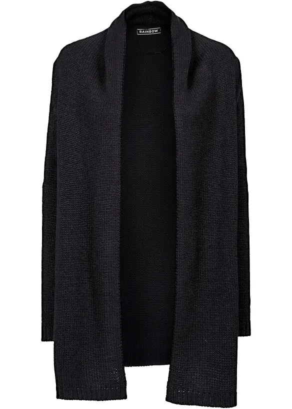 Longstrickjacke in schwarz von vorne - bonprix