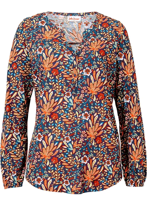 Tunika-Shirt aus reiner Bio-Baumwolle in orange von vorne - bonprix