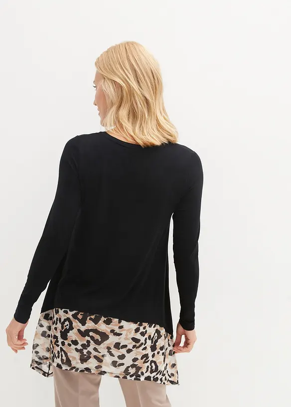 Longshirt aus fließender Viskose in schwarz von hinten (im Anschnitt) - bonprix