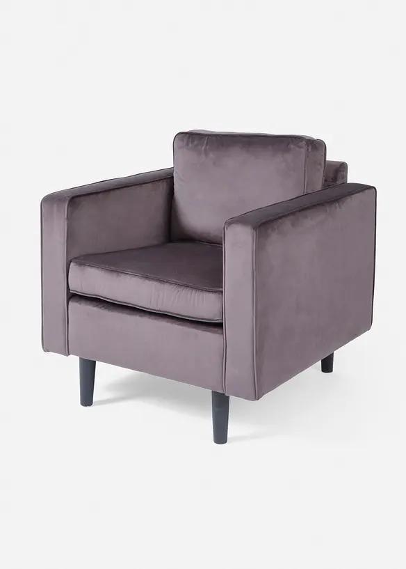 Samt Sessel in grau von vorne - bonprix