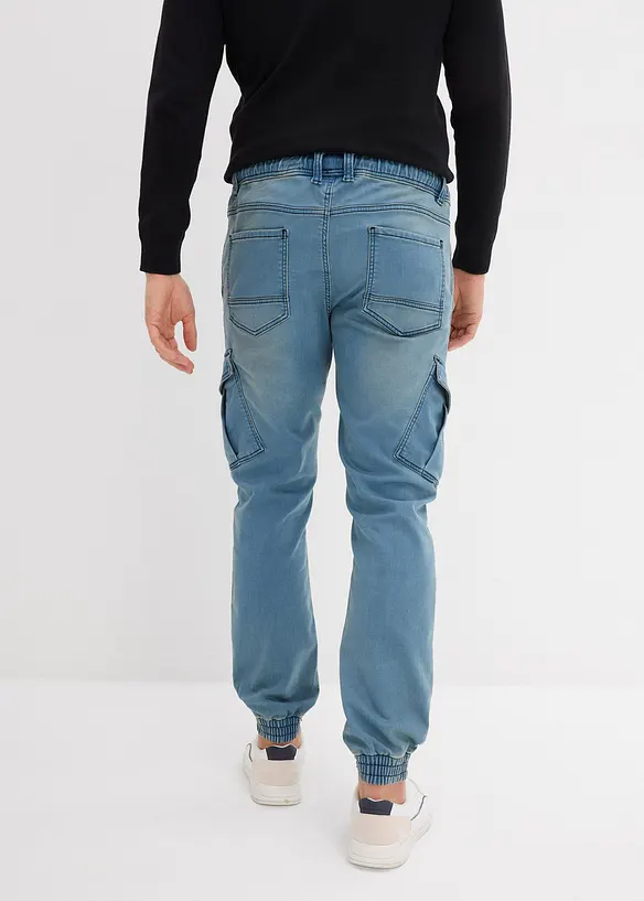 Regular-Fit Jeans-Jogger mit Dehnbund, Straight in blau von hinten - bonprix
