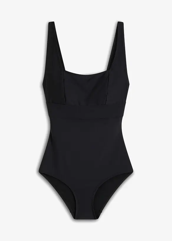 Light Shape-Badeanzug mit eckigem Ausschnitt in schwarz von vorne - bonprix