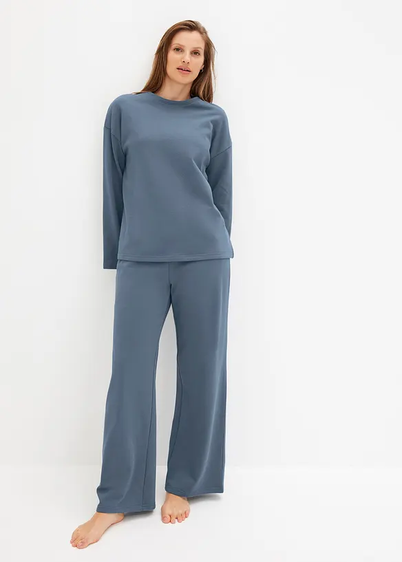 Oversized Loungewear Sweat Hausanzug in blau von vorne (Totalaufnahme) - bonprix