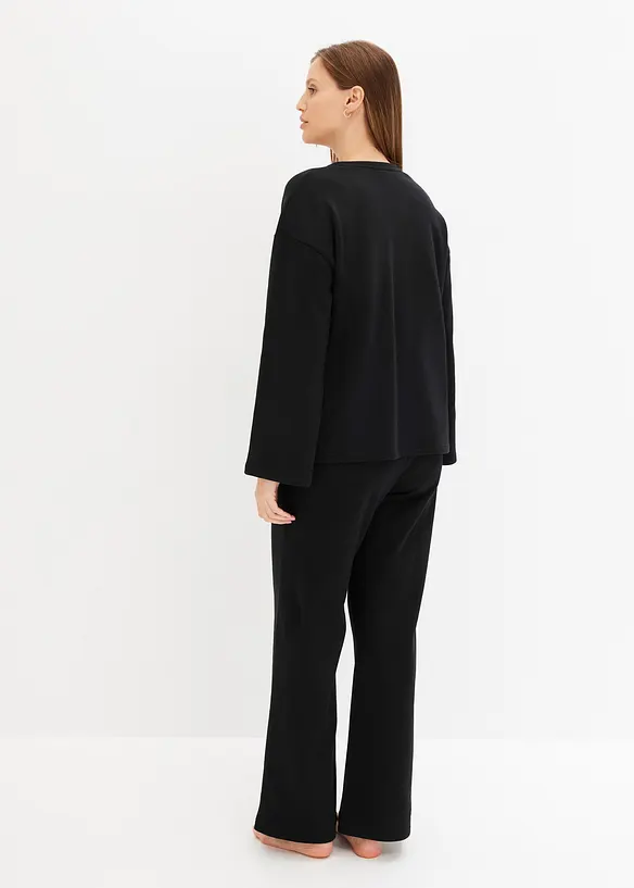 Oversized Loungewear Sweat Hausanzug in schwarz von hinten (Totalaufnahme) - bonprix
