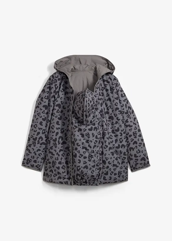 4-in-1 Wende-Umstandsjacke mit Tragefunktion in grau von vorne - bonprix