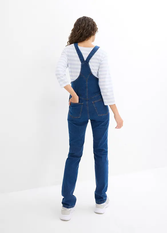 Umstandslatzhose mit verstellbarer Bauchweite, Straight Leg in blau von hinten - bonprix Umstandslatzhose mit verstellbarer Bauchweite, Straight Leg in blau von hinten - bonprix