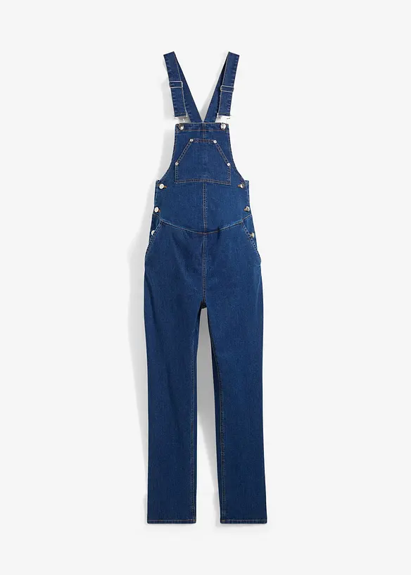 Umstandslatzhose mit verstellbarer Bauchweite, Straight Leg in blau von vorne - bonprix Umstandslatzhose mit verstellbarer Bauchweite, Straight Leg in blau von vorne - bonprix