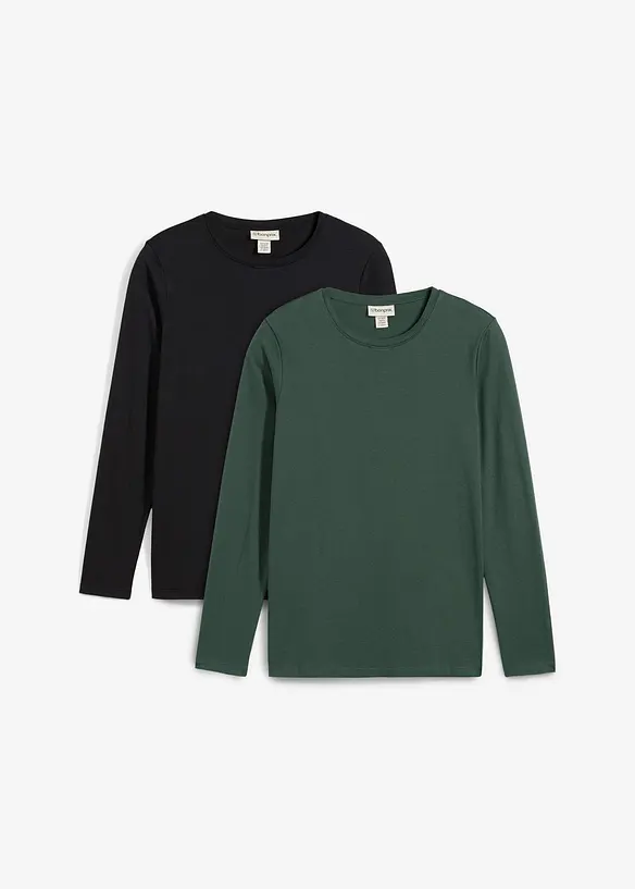 Umstands- und Stillshirts aus Bio-Baumwolle (2er Pack) in grün von vorne - bonprix Umstands- und Stillshirts aus Bio-Baumwolle (2er Pack) in grün von vorne - bonprix