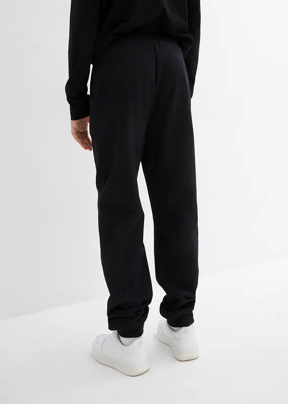 Jogginghose aus weichem Baumwoll-Mix in schwarz von hinten - bonprix
