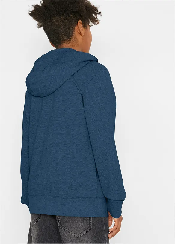 Kapuzen-Sweatjacke aus reiner Baumwolle in blau von hinten (im Anschnitt) - bonprix