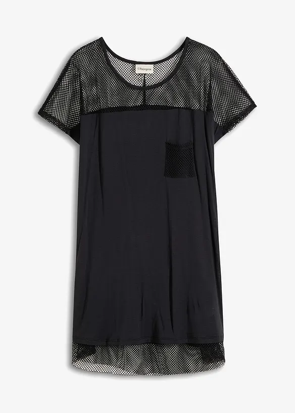 Strand Longshirt aus fließender Viskose in schwarz von vorne - bonprix Strand Longshirt aus fließender Viskose in schwarz von vorne - bonprix