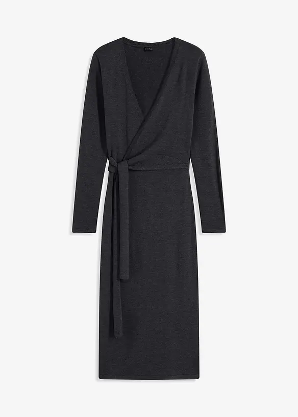 Midi-Strickkleid in grau von vorne - bonprix