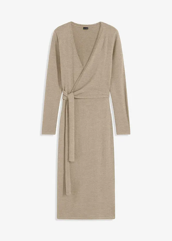 Midi-Strickkleid in beige von vorne - bonprix