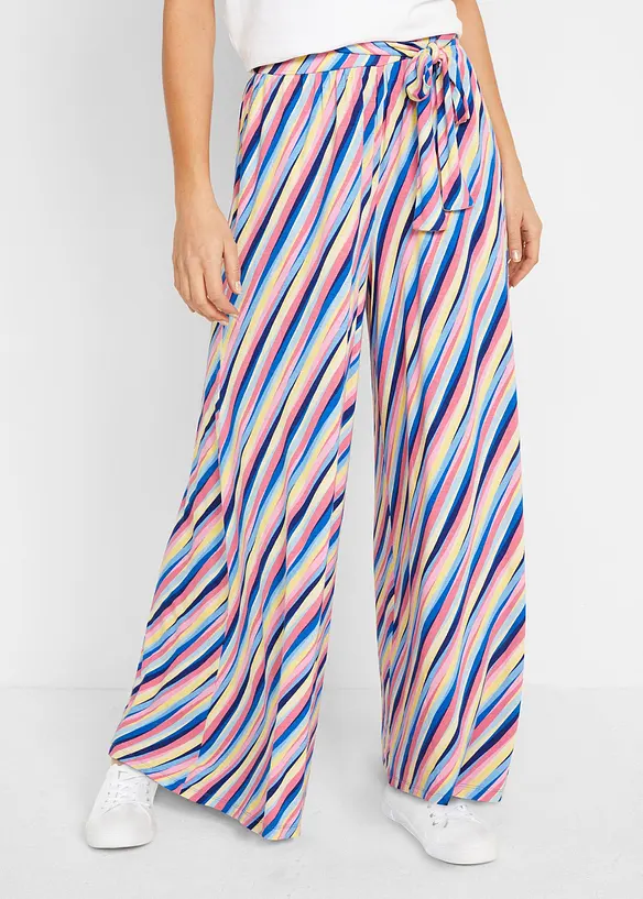 Jersey-Palazzohose aus softem Viskose-Mix in pink von vorne - bonprix