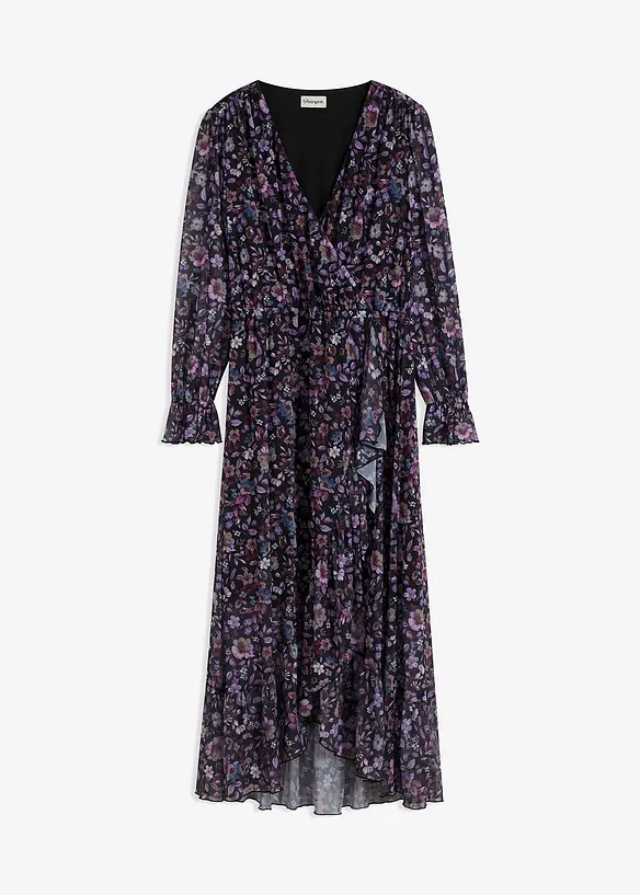 Mesh-Kleid mit floralem Print in rot von vorne - bonprix