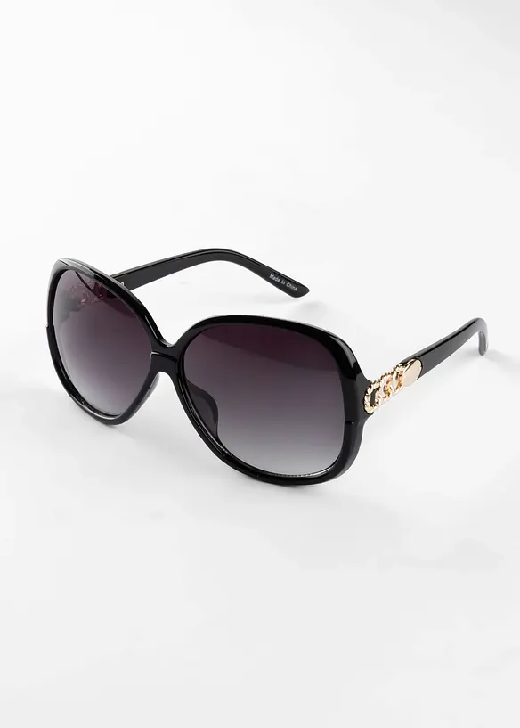 Sonnenbrille mit dekorativen Elementen in schwarz von vorne - bonprix
