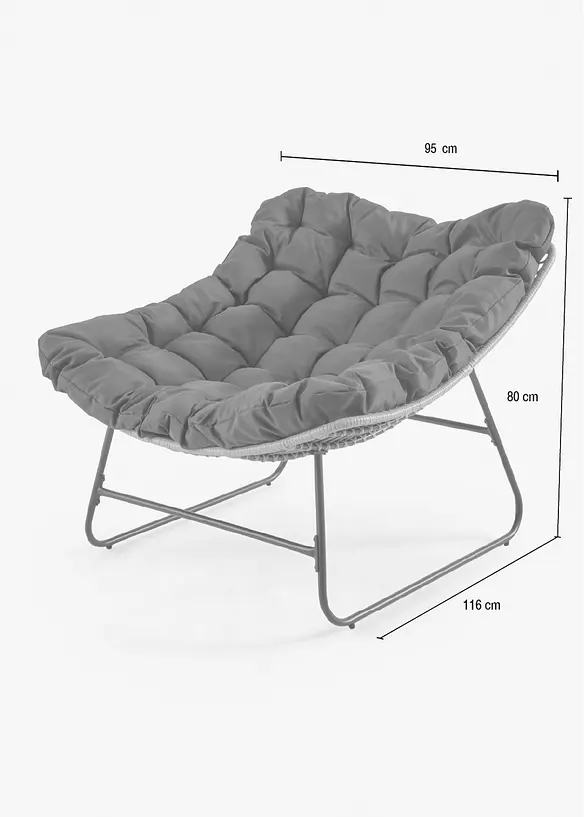 Gartensessel mit Metallgestell in grau - bonprix