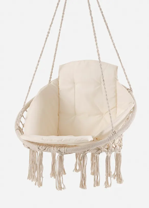 Hängesessel Boho Style in beige von vorne - bonprix