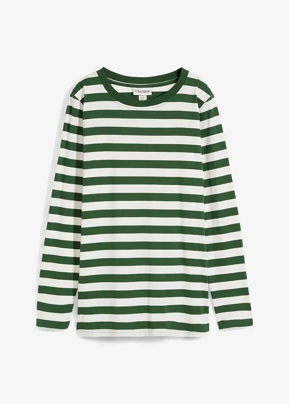 Streifenshirt aus reiner Bio-Baumwolle in grün von vorne - bonprix Streifenshirt aus reiner Bio-Baumwolle in grün von vorne - bonprix